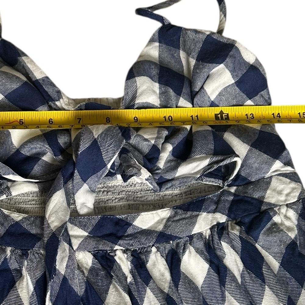 Dex -  Navy and White Gingham Tie-Front Midi Dress - Small - Picture 11 of 12